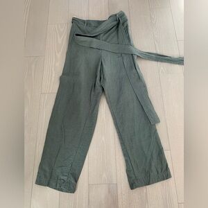 Aritzia Wilfred Olive Green Linen Trousers
